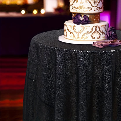 1pc, Luxurious Golden Round Sequin Tablecloth - Dazzling Table Cover for Bridal Shower, Birthday, Wedding, Dessert, Banquet, and Room Decor - Spreads Elegance and Sophistication on Tables