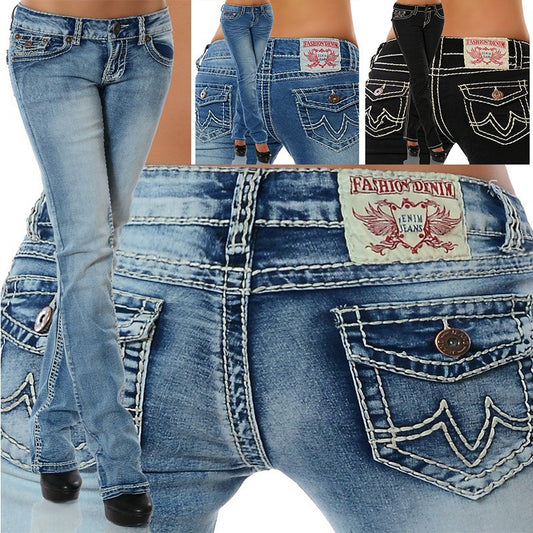2025 2025 ins style 2021 summer new women's clothing high waist hip-wrapped embroidered straight pants fashion slim jeans women
