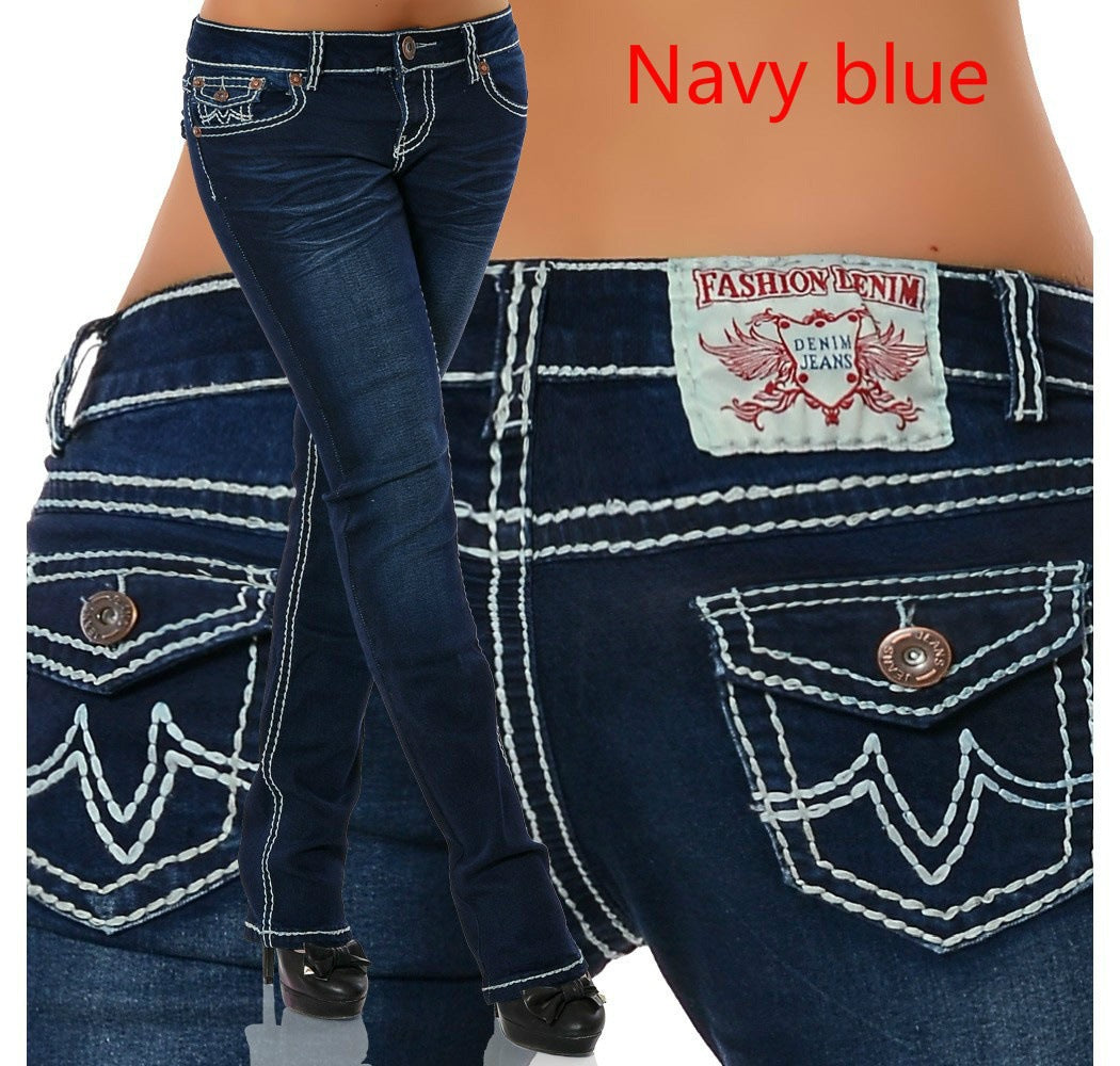 2025 2025 ins style 2021 summer new women's clothing high waist hip-wrapped embroidered straight pants fashion slim jeans women