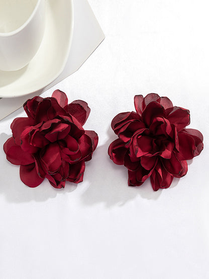 xakxx Solid Color Three-Dimensional Flower Drop Earrings