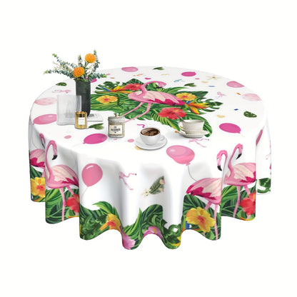 1pc Vibrant Summer Flamingo Polyester Tablecloth - Tropical Plants Pattern Table Cover for Home, Kitchen, Dining, Party Decoration - Stain, Wrinkle-Free, Easy Care, and Durable Tablecloth for Gift or Personal Use