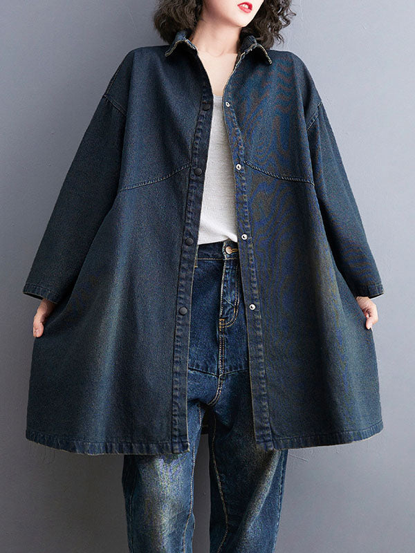 xakxx Long Sleeves Loose Split-Joint Lapel Outerwear
