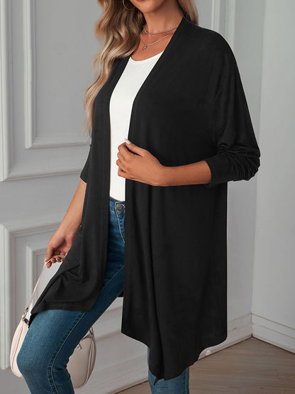 xakxx Long Sleeves Loose Solid Color Statement Collar Outerwear