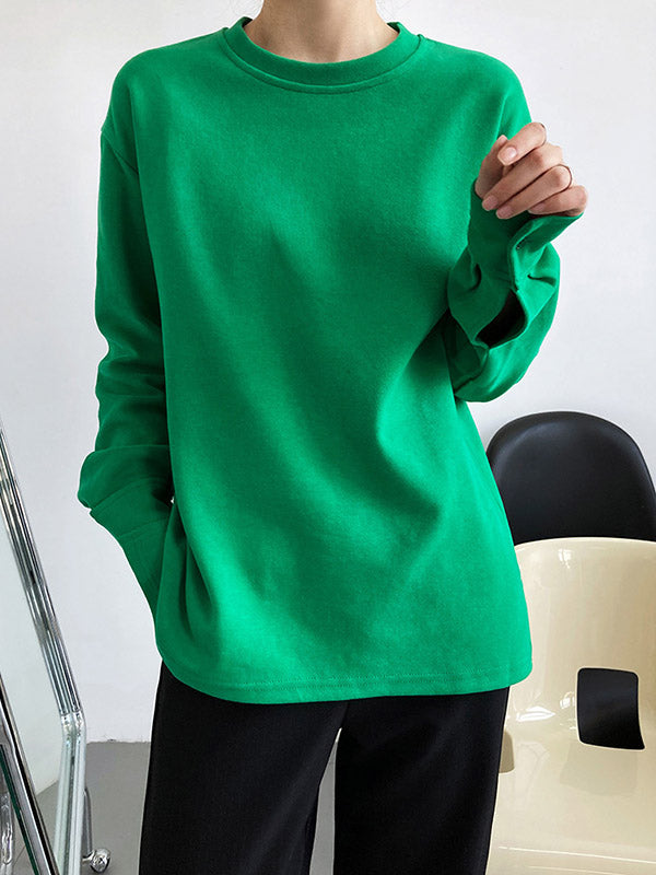 xakxx 3 Colors Loose Casual Solid Color Split-Side T-Shirt Top