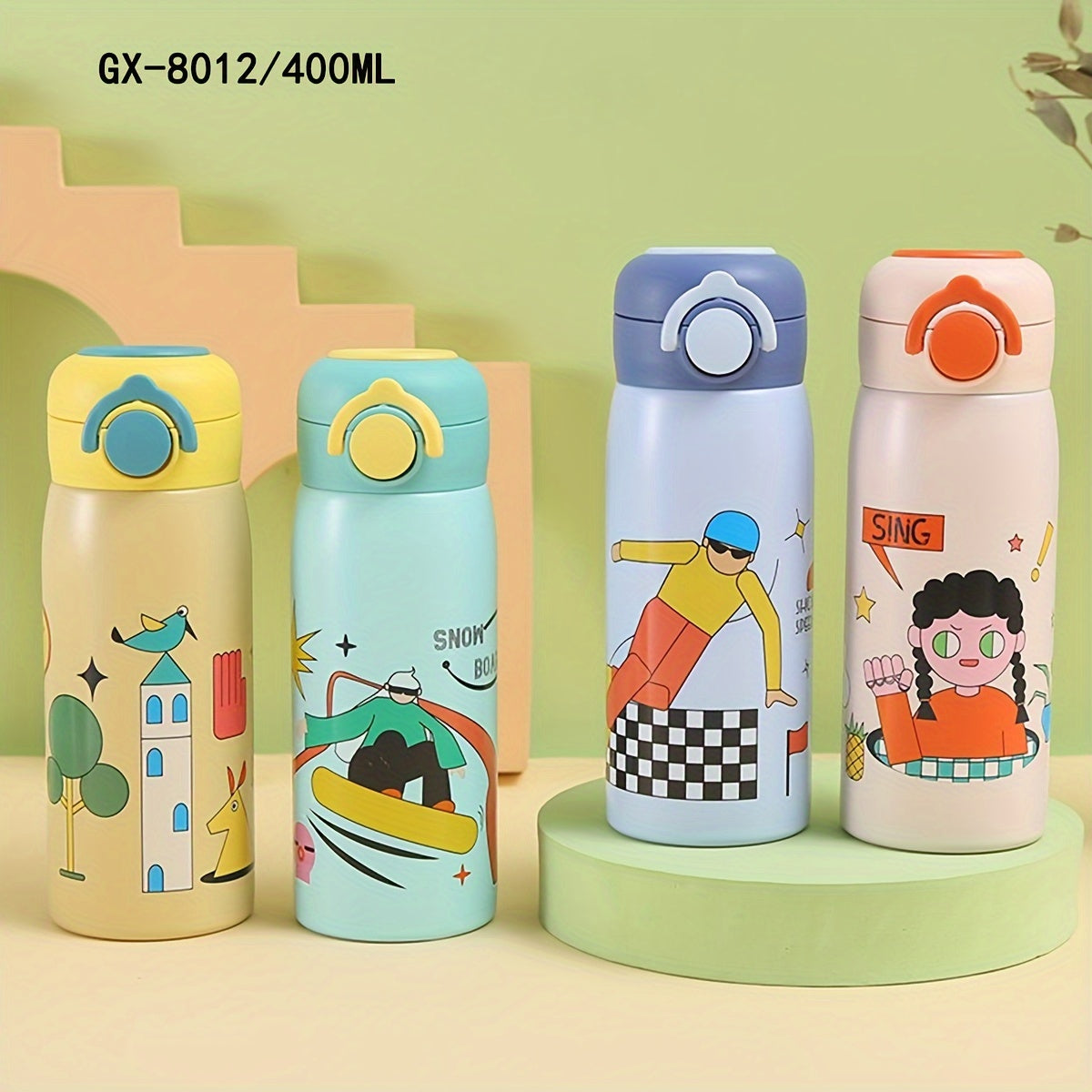 1pc Cartoon Insulated Water Bottle - 400ml 304 Stainless Steel Travel Thermal Cup for Hot and Cold Beverages, Summer Winter Drinkware, Perfect Gift for Outdoor Enthusiasts and Coffee Lovers