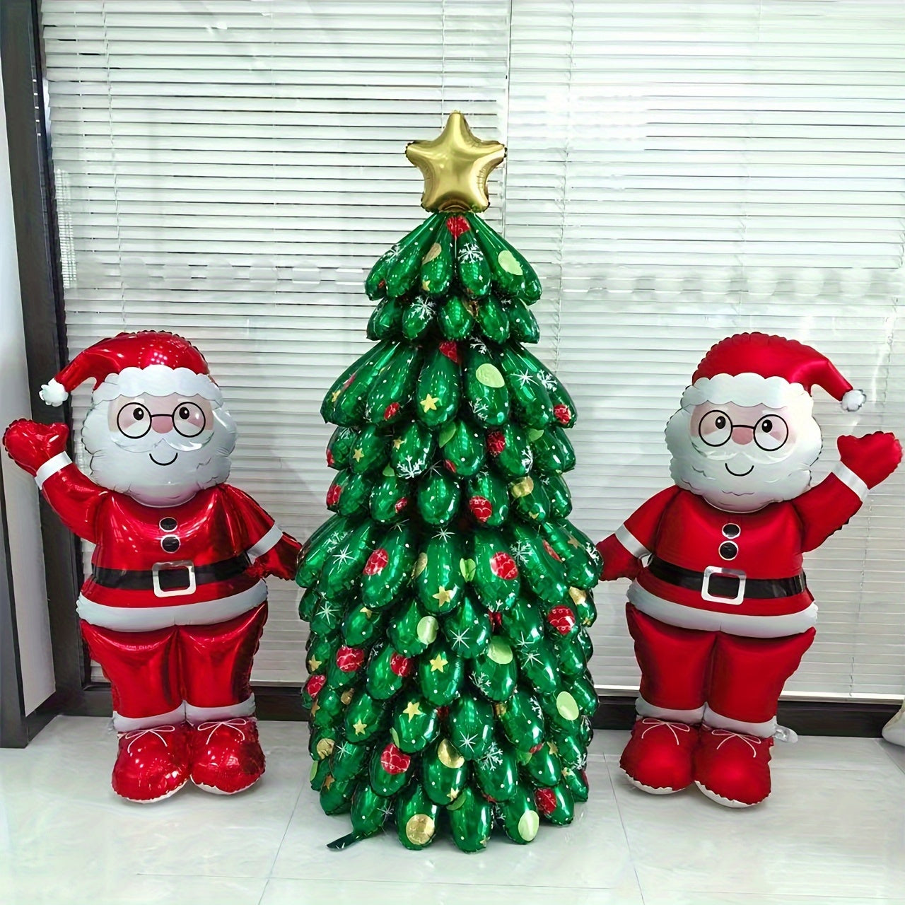 2-Pack Self-Sealing Aluminum Foil Festive Santa Claus Balloons - No Electricity Required for New Year, Carnival, Christmas, Mardi Gras, Easter, Thanksgiving Parties and Events