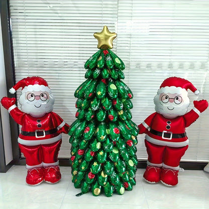 2-Pack Self-Sealing Aluminum Foil Festive Santa Claus Balloons - No Electricity Required for New Year, Carnival, Christmas, Mardi Gras, Easter, Thanksgiving Parties and Events
