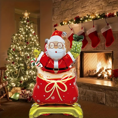 4pcs Christmas Party Balloons Set - Santa Claus, Christmas Tree, Gingerbread Man, Snowman - General Fit, No Electricity Required, Featherless, Ideal for Holiday Decorations