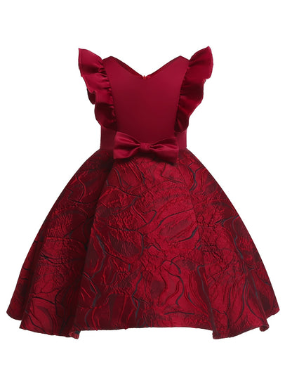 Knee-High Off-the-Shoulder Color Block Pleated Princess Dress for Girls - Sleeveless, Flared Hem, Cotton Lined, Non-Stretch Polyester Fabric, Hand Wash Only - Perfect for Piano Performance, Wedding, Birthday Party, and Evening Occasions