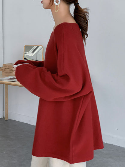 xakxx Simple Solid Color Round-Neck Sweater