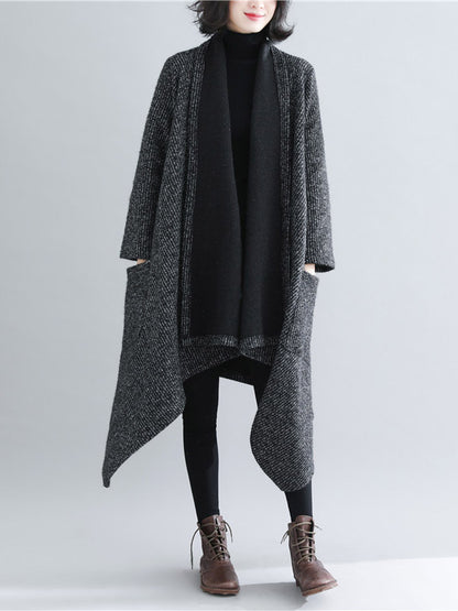xakxx Thicken Gray Long Sleeve Coat Outerwear