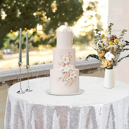 1pc, Luxurious Golden Round Sequin Tablecloth - Dazzling Table Cover for Bridal Shower, Birthday, Wedding, Dessert, Banquet, and Room Decor - Spreads Elegance and Sophistication on Tables