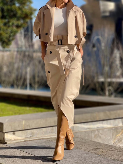 xakxx Long Sleeves Loose Split-Joint Lapel Jackets