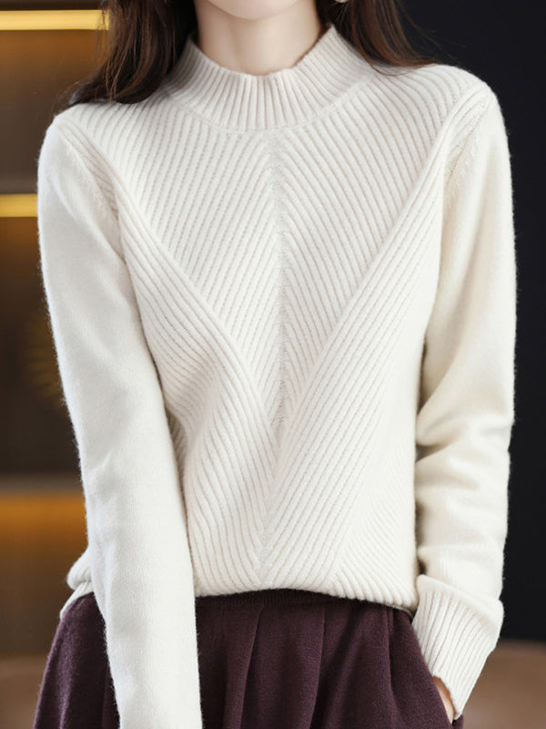 xakxx Urban Long Sleeves Solid Color Half Turtleneck Sweater Tops