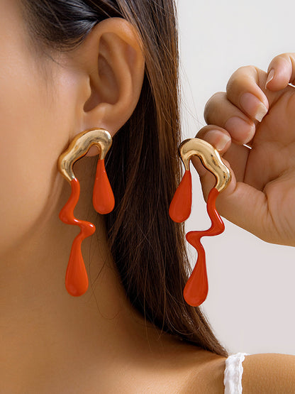 xakxx Contrast Color Geometric Drop Earrings