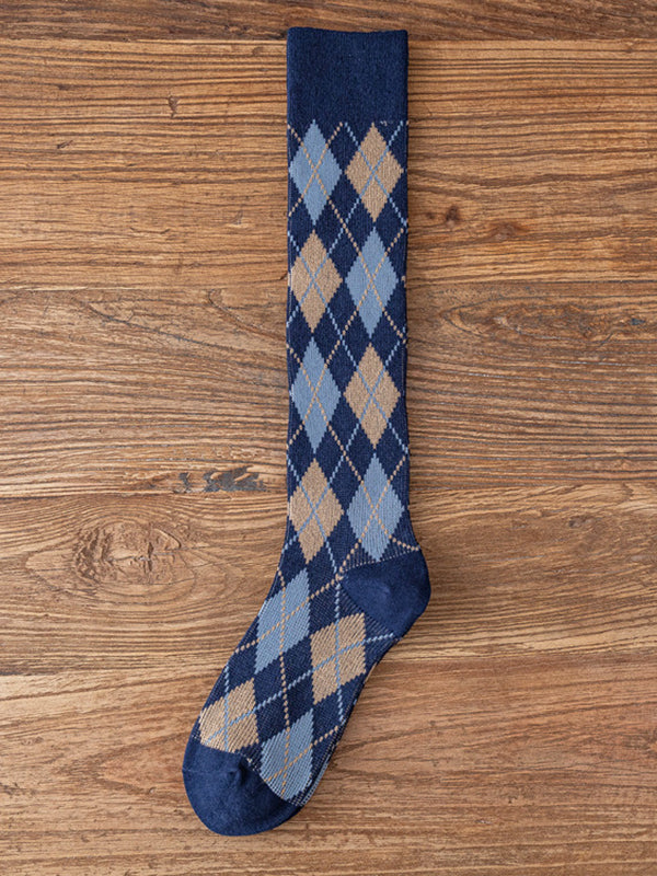 xakxx Leisure Fashion Skinny Checkered Socks Accessories