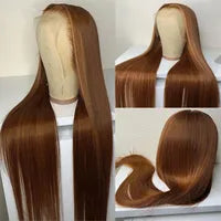 40 Inch Colored Brazilian Highlight Lace Front Wigs Straight Simulation Human Hair Wigs Ombre Honey Blonde Lace Frontal Wig For Black Women