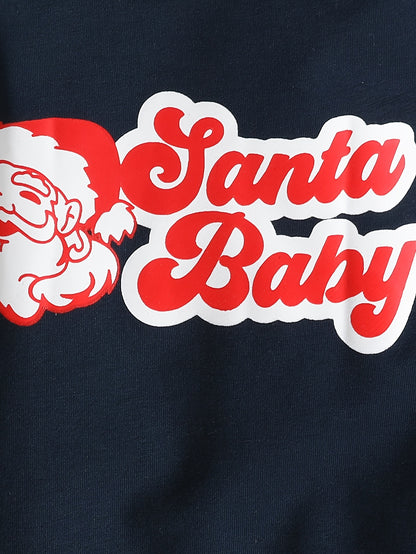 2pcskids Christmas Cute Cartoon SANTA BABY Graphic Sweatshirt Trousers Set, Toddler Casual Outfit Clothes, Winter/fall