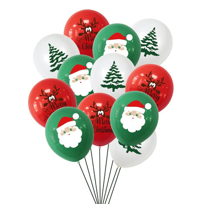 30pcs Red Reindeer Santa Claus Balloons Set - 10 Inch Merry Christmas Balloons for Christmas Party Decorations, Holiday Xmas Balloons