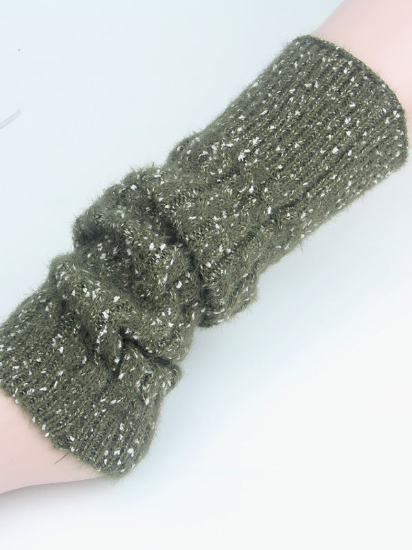 xakxx Wool Knitted Dot Twist Leg Warmers Accessories