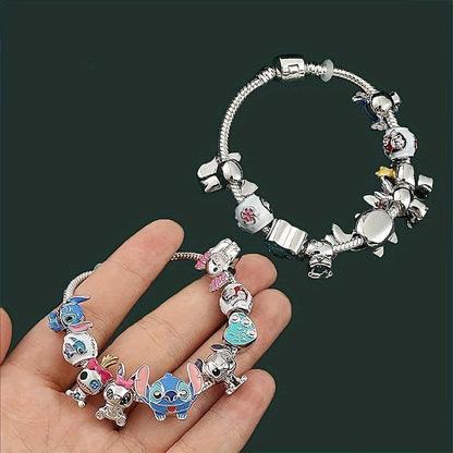 1pc Delightful Disney Stitch Charm Bracelet for Women - Licensed, Cute, Beaded Fashion Accessory with Lilo & Stitch Charms - Adorable Birthday Gift Idea for Her, Perfect for Any Occasion