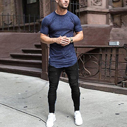 2025 Popularan Station New Men's Pants 2021 Autumn White Ripped 2025 Cross-border Black Slim-fit High Waist Jeans Men's Clothing