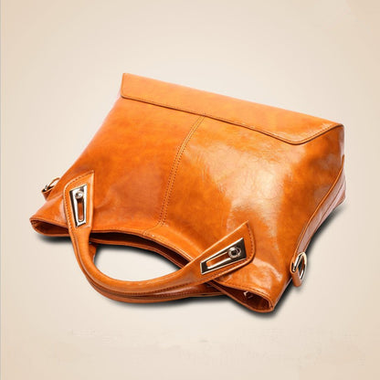 2025 Women's bag 2021  new handbag fashionable commuter PU women's bag retro oil wax leather Popular trade oblique span shoulder bag