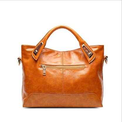 2025 Women's bag 2021  new handbag fashionable commuter PU women's bag retro oil wax leather Popular trade oblique span shoulder bag