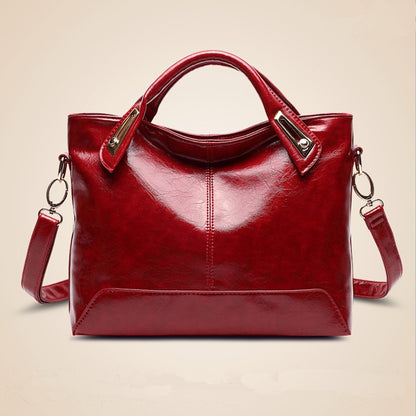 2025 Women's bag 2021  new handbag fashionable commuter PU women's bag retro oil wax leather Popular trade oblique span shoulder bag