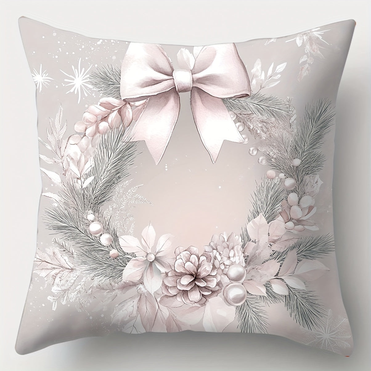 4-Piece Christmas Throw Pillow Covers Set - Contemporary Polyester Decorative Cushion Cases with Zipper Closure, Machine Washable, Woven Fabric, Holiday Themed Decor for Living Room - Gift, Tree, Wreath, Ball Designs