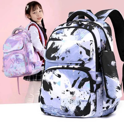 Backpacks 3Pcs/Set Camouflage Printing Kids Backpack For Girl Kids School Bag Children Waterproof Schoolbag Get Free Cartoon Pendant GIFT
