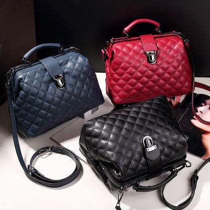 2025 new women's bag popular fashion versatile women's bag embroidered doctor bag fashion trend oblique span shoulder handbag