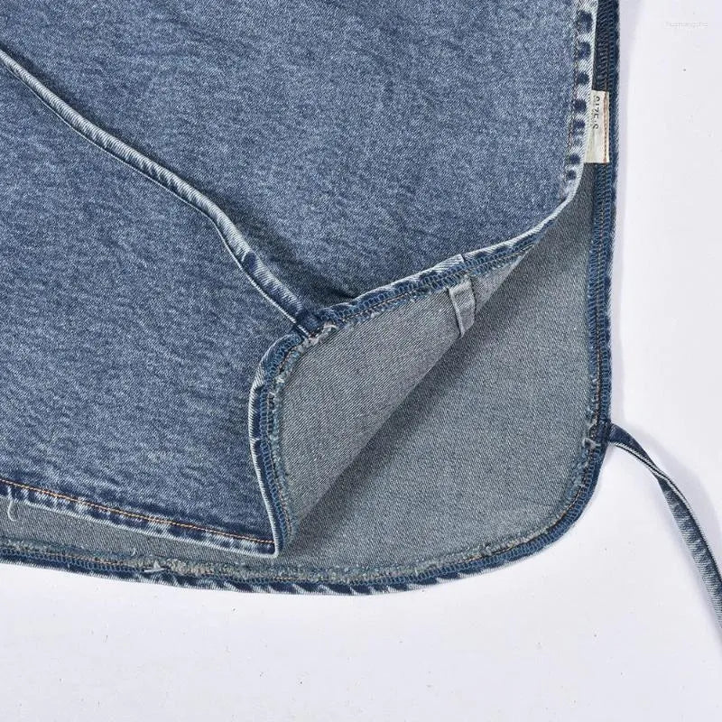 Work Dresses Summer Denim 2 Piece Skirt Sets Sexy Tank Sleeveless Side Slit Bandage Crop Top and Asymmetrical Mini Skirts Women Party Wear