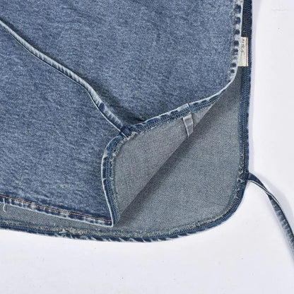 Work Dresses Summer Denim 2 Piece Skirt Sets Sexy Tank Sleeveless Side Slit Bandage Crop Top and Asymmetrical Mini Skirts Women Party Wear