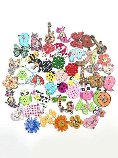 xakxx Colorful Cartoon Animal Pattern Buttons