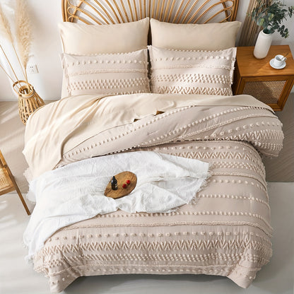 7-Piece Luxurious Tufted Boho Chic Comforter Set - Soft, Lightweight, Microfiber Bedding with Hypoallergenic Filling for Queen and King Size Beds - Perfect for All Seasons, Easy Care, and Breathable