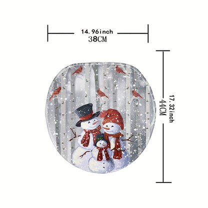 1pc Christmas Snowman Shower Curtain Set - Waterproof, Digital Printing, Bathroom Rug, Toilet U-Shape Mat, Toilet Lid Cover Pad, Complete Bathroom Decor for Thanksgiving Gift and Christmas Decorations