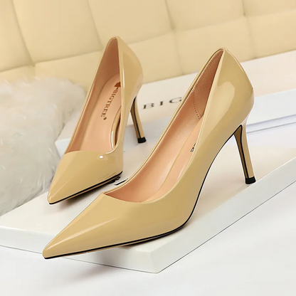 xakxx  Patent Leather Woman Pumps Kitten Heels Occupation OL Office Shoes Classic Pumps Plus Size 35-43 Shoes Women Heels