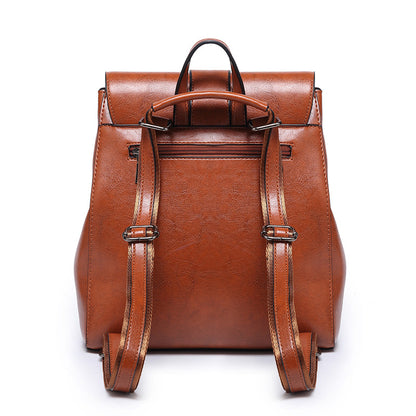 2025 Backpack New oilskin trendy women's backpack retro fashion trend women's bag versatile single shoulder oblique straddle backpack