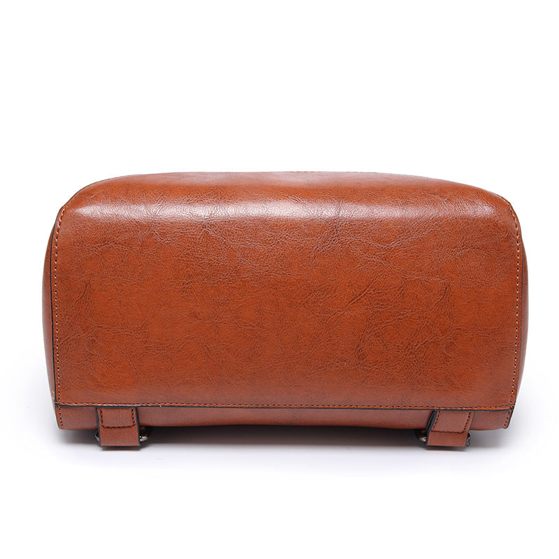 2025 Backpack New oilskin trendy women's backpack retro fashion trend women's bag versatile single shoulder oblique straddle backpack
