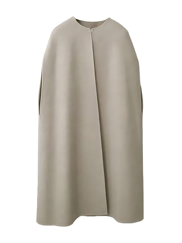 xakxx Simple Sleeveless Solid Color Round-Neck Cape Outerwear