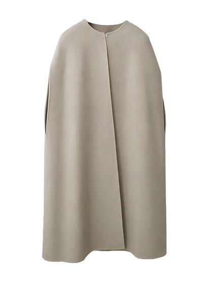 xakxx Simple Sleeveless Solid Color Round-Neck Cape Outerwear