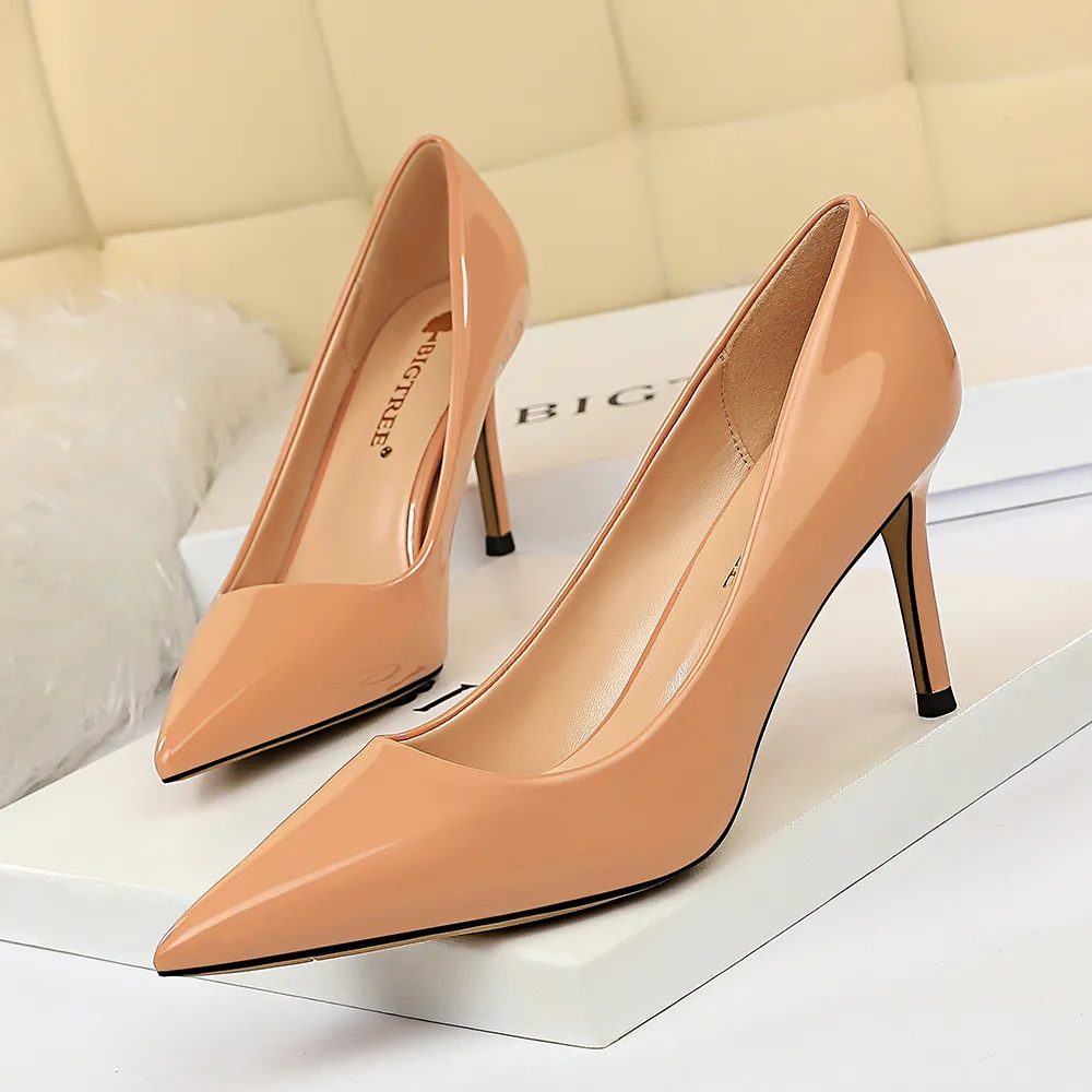 xakxx  Patent Leather Woman Pumps Kitten Heels Occupation OL Office Shoes Classic Pumps Plus Size 35-43 Shoes Women Heels