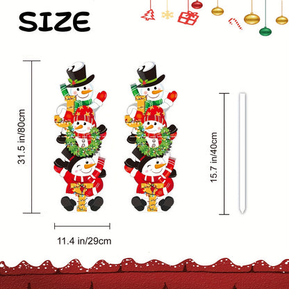 2pcs Joyful Snowman Christmas Yard Signs - Large 31.5"x11.4" Outdoor Lawn Decorations for Festive Holiday Atmosphere