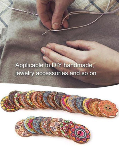 xakxx About 100Pcs Multi-Color Wooden Round Sewing Buttons For DIY Craft Decoration