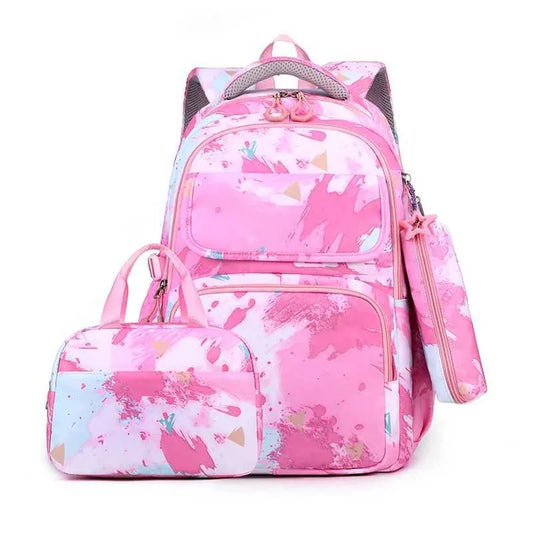 Backpacks 3Pcs/Set Camouflage Printing Kids Backpack For Girl Kids School Bag Children Waterproof Schoolbag Get Free Cartoon Pendant GIFT
