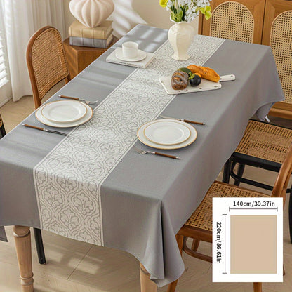 1pc, Luxurious Gray Waterproof Rectangular Table Cover - Stain-Resistant Polyester Fiber Fabric, Machine Washable, Perfect for Dining Room and Living Room Decoration, Easy Care and Maintenance