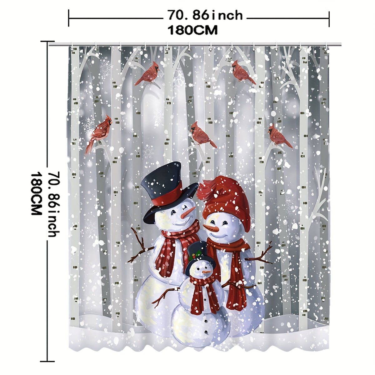 1pc Christmas Snowman Shower Curtain Set - Waterproof, Digital Printing, Bathroom Rug, Toilet U-Shape Mat, Toilet Lid Cover Pad, Complete Bathroom Decor for Thanksgiving Gift and Christmas Decorations