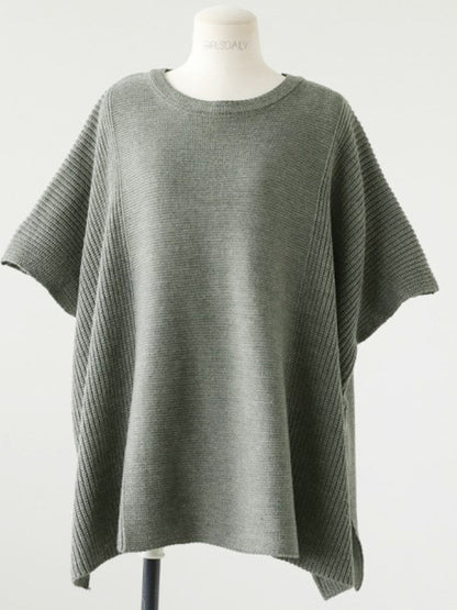 xakxx Casual Loose Split-Side Round-Neck Sweater Tops