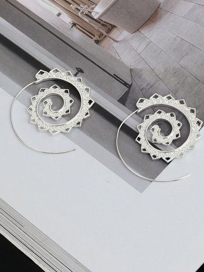 xakxx Retro Alloy Heliciform Hollow Earrings
